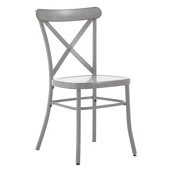 Ervine Metal Dining Chair Set of Two with X-cross Back for Farmhouse Bistro Rooms