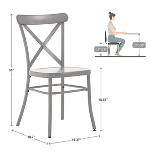 Ervine Metal Dining Chair Set of Two with X-cross Back for Farmhouse Bistro Rooms