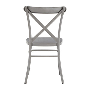 Ervine Metal Dining Chair Set of Two with X-cross Back for Farmhouse Bistro Rooms