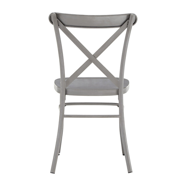 Ervine Metal Dining Chair Set of Two with X-cross Back for Farmhouse Bistro Rooms