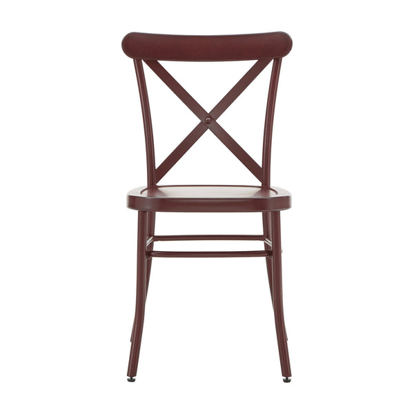 Ervine Metal Dining Chair Set of Two with X-cross Back for Farmhouse Bistro Rooms