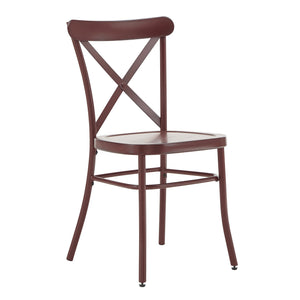 Ervine Metal Dining Chair Set of Two with X-cross Back for Farmhouse Bistro Rooms