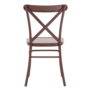 Ervine Metal Dining Chair Set of Two with X-cross Back for Farmhouse Bistro Rooms