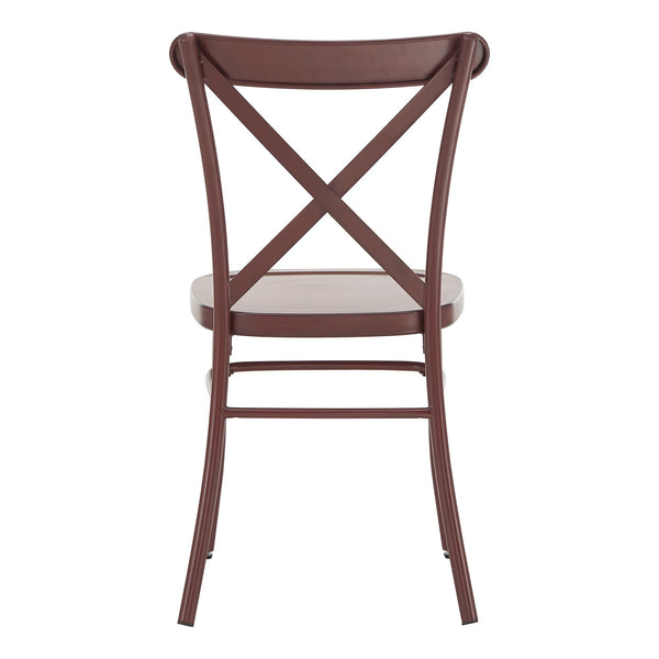 Ervine Metal Dining Chair Set of Two with X-cross Back for Farmhouse Bistro Rooms