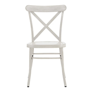 Homelegance Ervine Metal Dining Chair Set of Two with X-cross Back for Farmhouse Bistro Rooms Antique White E155C-WH
