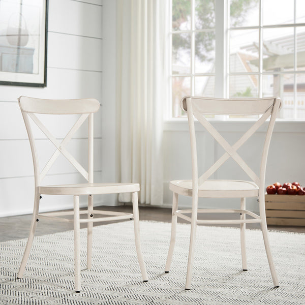 Ervine Metal Dining Chair Set of Two with X-cross Back for Farmhouse Bistro Rooms