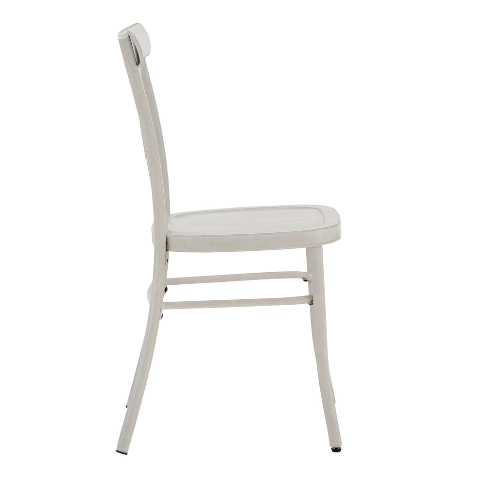 Homelegance Ervine Metal Dining Chair Set of Two with X-cross Back for Farmhouse Bistro Rooms Antique White E155C-WH