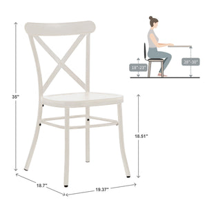 Ervine Metal Dining Chair Set of Two with X-cross Back for Farmhouse Bistro Rooms