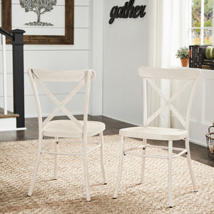 Ervine Metal Dining Chair Set of Two with X-cross Back for Farmhouse Bistro Rooms