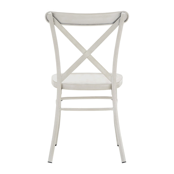 Ervine Metal Dining Chair Set of Two with X-cross Back for Farmhouse Bistro Rooms