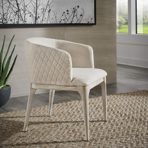 Upholstered Beige Fabric Dining Chair with Rubberwood Frame for Modern Homes