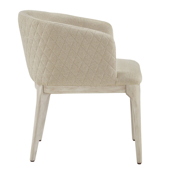 Upholstered Beige Fabric Dining Chair with Rubberwood Frame for Modern Homes