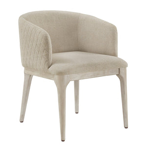 Upholstered Beige Fabric Dining Chair with Rubberwood Frame for Modern Homes