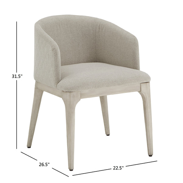 Upholstered Beige Fabric Dining Chair with Rubberwood Frame for Modern Homes