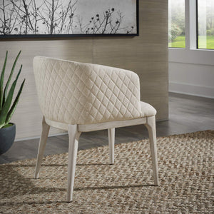 Upholstered Beige Fabric Dining Chair with Rubberwood Frame for Modern Homes
