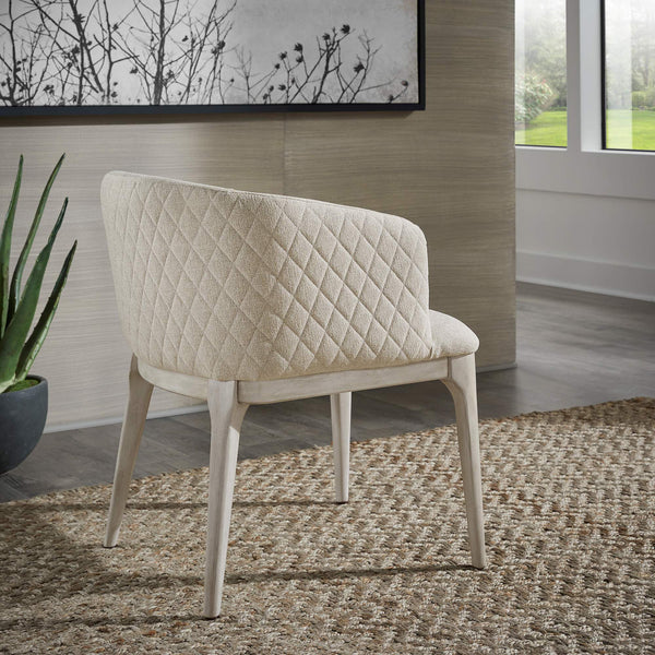 Upholstered Beige Fabric Dining Chair with Rubberwood Frame for Modern Homes