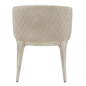 Upholstered Beige Fabric Dining Chair with Rubberwood Frame for Modern Homes