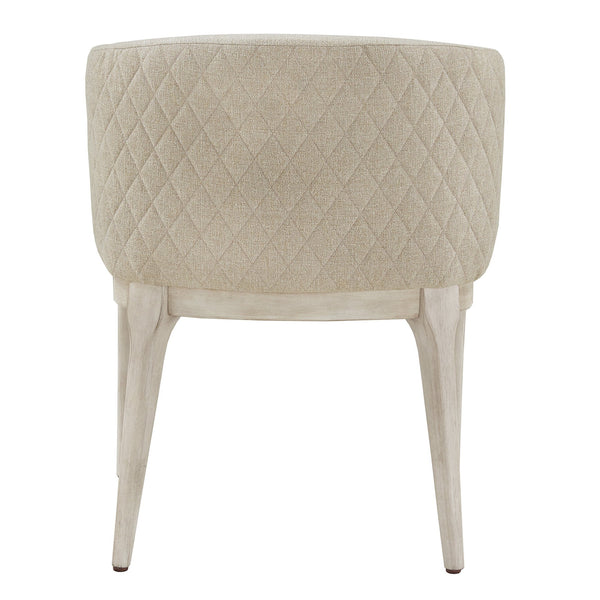 Upholstered Beige Fabric Dining Chair with Rubberwood Frame for Modern Homes