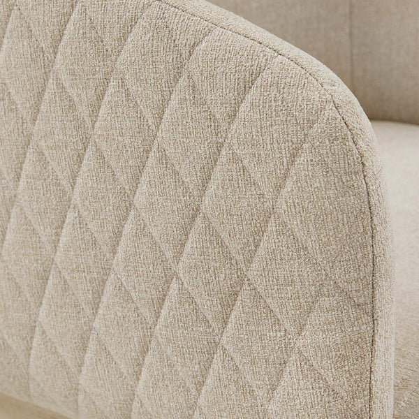 Upholstered Beige Fabric Dining Chair with Rubberwood Frame for Modern Homes