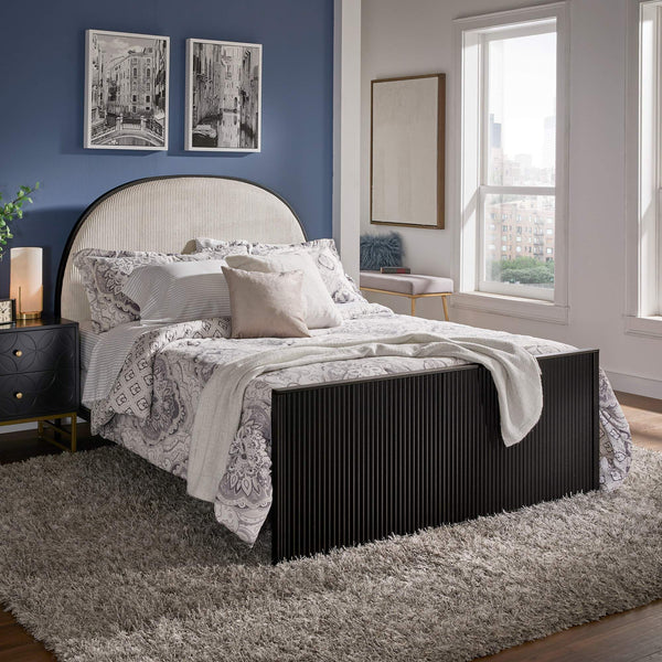 Libby Upholstered Bed Grey Foam Padded Frame Modern Bedroom Elegance