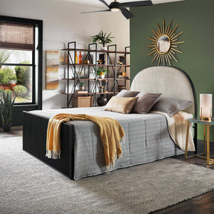 Libby Upholstered Bed Grey Foam Padded Frame Modern Bedroom Elegance