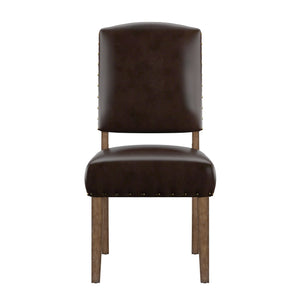 Homelegance Satine Rubberwood Dining Chair with Nailhead Trim and Cushioned Linen Upholstered Seat Light Natural / Brown E205C-BD(3A)