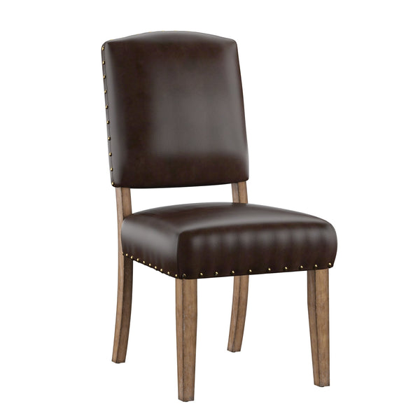 Satine Rubberwood Dining Chair with Nailhead Trim and Cushioned Linen Upholstered Seat