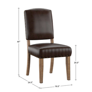 Satine Rubberwood Dining Chair with Nailhead Trim and Cushioned Linen Upholstered Seat
