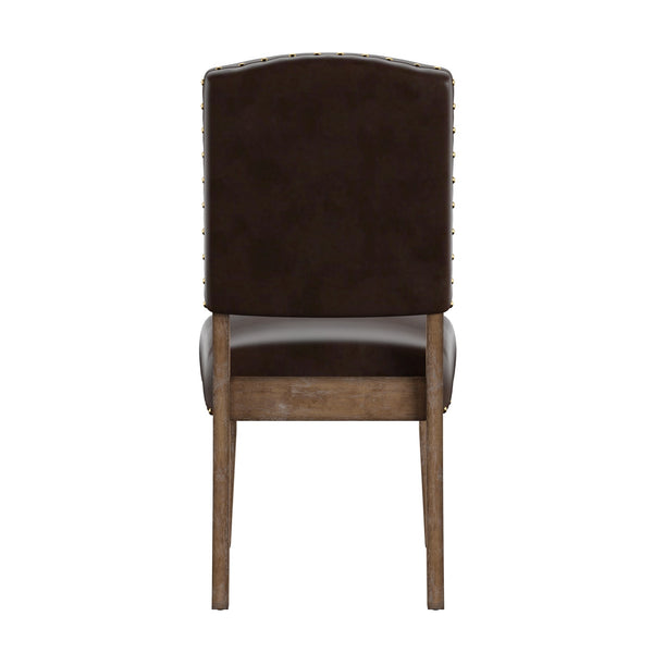 Satine Rubberwood Dining Chair with Nailhead Trim and Cushioned Linen Upholstered Seat