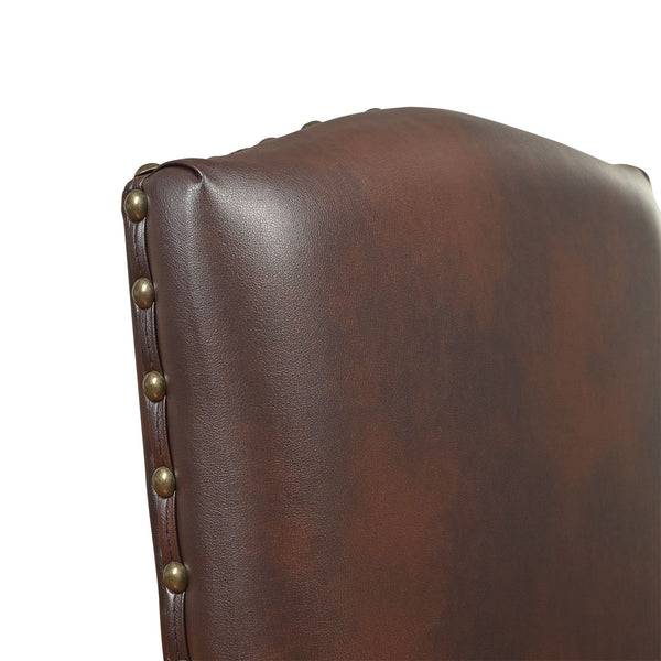Satine Rubberwood Dining Chair with Nailhead Trim and Cushioned Linen Upholstered Seat