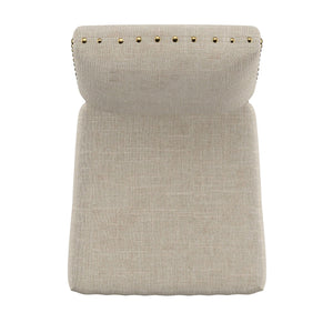 Satine Rubberwood Dining Chair with Nailhead Trim and Cushioned Linen Upholstered Seat