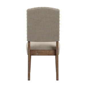 Satine Rubberwood Dining Chair with Nailhead Trim and Cushioned Linen Upholstered Seat