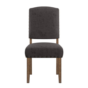 Satine Rubberwood Dining Chair with Nailhead Trim and Cushioned Linen Upholstered Seat