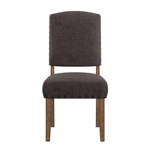 Satine Rubberwood Dining Chair with Nailhead Trim and Cushioned Linen Upholstered Seat