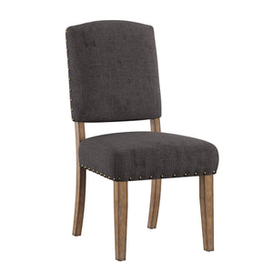 Satine Rubberwood Dining Chair with Nailhead Trim and Cushioned Linen Upholstered Seat