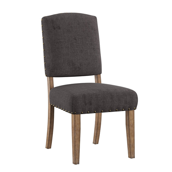 Satine Rubberwood Dining Chair with Nailhead Trim and Cushioned Linen Upholstered Seat