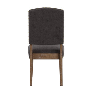 Satine Rubberwood Dining Chair with Nailhead Trim and Cushioned Linen Upholstered Seat
