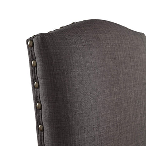 Satine Rubberwood Dining Chair with Nailhead Trim and Cushioned Linen Upholstered Seat