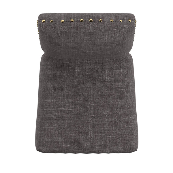 Satine Rubberwood Dining Chair with Nailhead Trim and Cushioned Linen Upholstered Seat