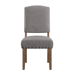 Satine Rubberwood Dining Chair with Nailhead Trim and Cushioned Linen Upholstered Seat