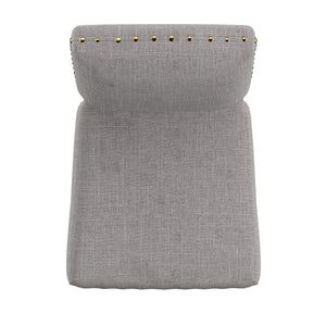 Satine Rubberwood Dining Chair with Nailhead Trim and Cushioned Linen Upholstered Seat