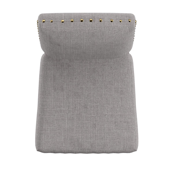 Satine Rubberwood Dining Chair with Nailhead Trim and Cushioned Linen Upholstered Seat