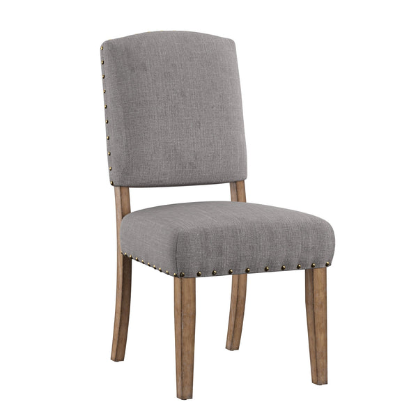 Satine Rubberwood Dining Chair with Nailhead Trim and Cushioned Linen Upholstered Seat