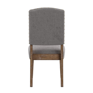 Satine Rubberwood Dining Chair with Nailhead Trim and Cushioned Linen Upholstered Seat