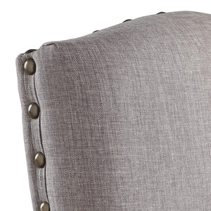 Satine Rubberwood Dining Chair with Nailhead Trim and Cushioned Linen Upholstered Seat