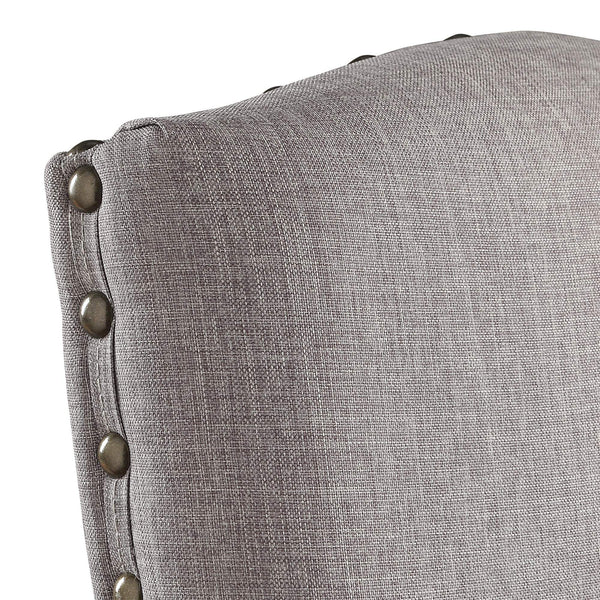 Satine Rubberwood Dining Chair with Nailhead Trim and Cushioned Linen Upholstered Seat