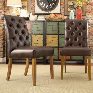 Ashford Button-tufted Upholstered Dining Chair Set with Rubberwood Legs Foam Cushion