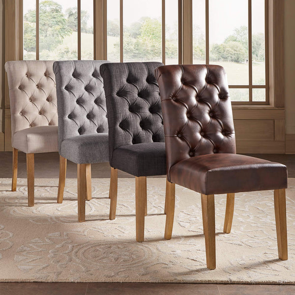 Ashford Button-tufted Upholstered Dining Chair Set with Rubberwood Legs Foam Cushion