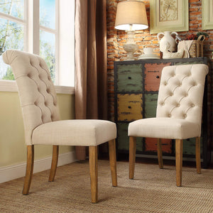 Ashford Button-tufted Upholstered Dining Chair Set with Rubberwood Legs Foam Cushion