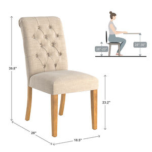 Ashford Button-tufted Upholstered Dining Chair Set with Rubberwood Legs Foam Cushion